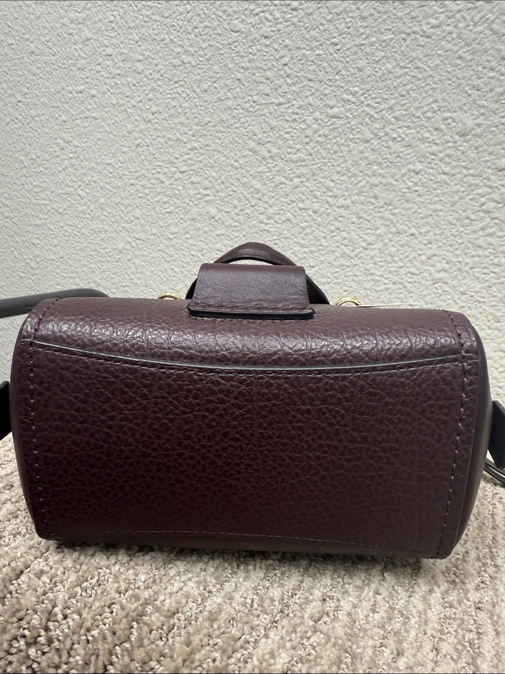 Coach Mini Faye Burgundy Leather Top Handle Backpack with Gold Hardware - Picture 6 of 9